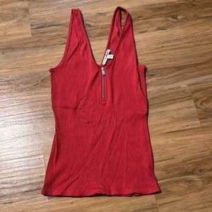 Express Coral Zipper Tank